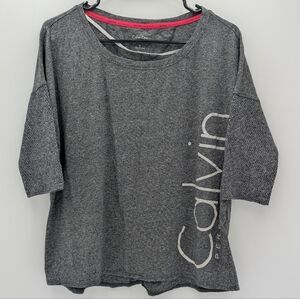 Calvin Klein Performance Women's Active Top Relaxed Small Gray Stretch Gym Yoga